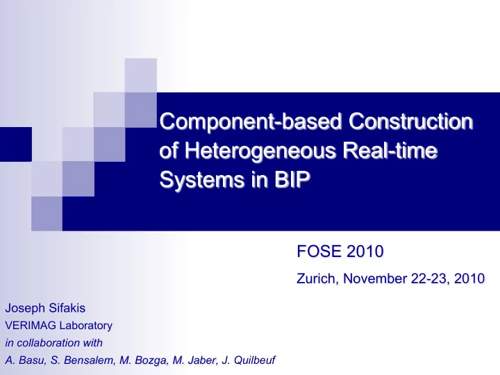 component based construction of heterogeneous real time