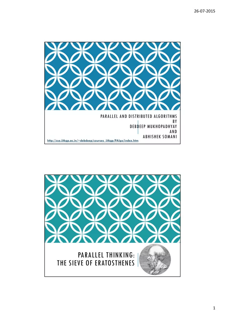 parallel thinking the sieve of eratosthenes