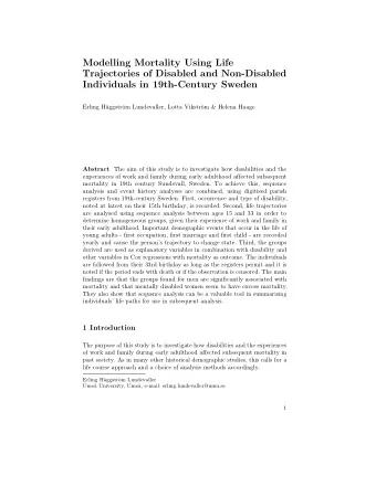 Modelling Mortality Using Life  Trajectories of Disabled and Non-Disabled  Individuals in