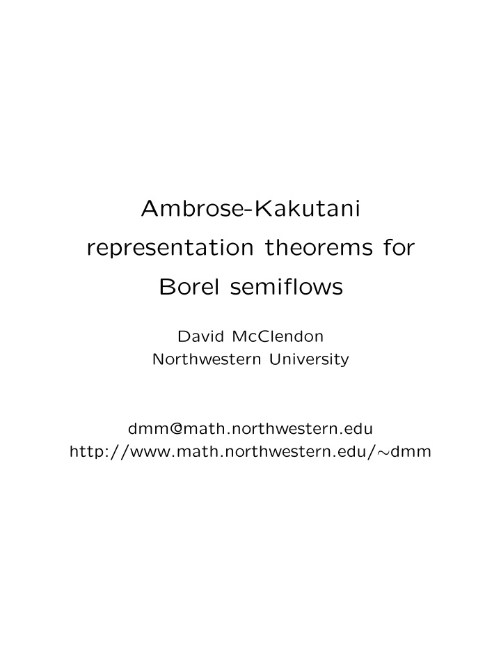 ambrose kakutani representation theorems for borel