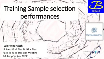 performances  Valerio Bertacchi  Universit di Pisa &amp; INFN Pisa  Face To Face Tracking Meeting