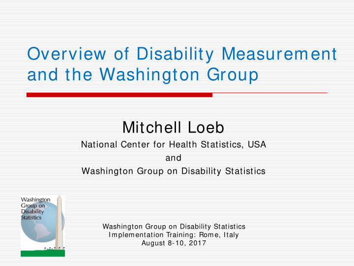 overview of disability measurement and the washington