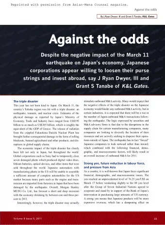 Against the odds  Despite the negative impact of the March 11  earthquake on Japans economy,