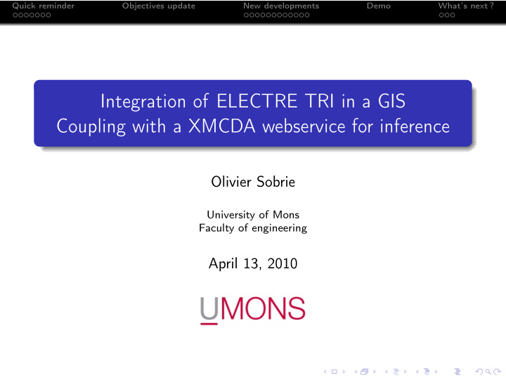 integration of electre tri in a gis coupling with a xmcda