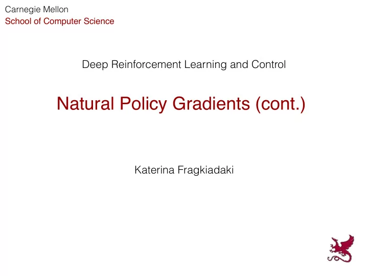 natural policy gradients cont