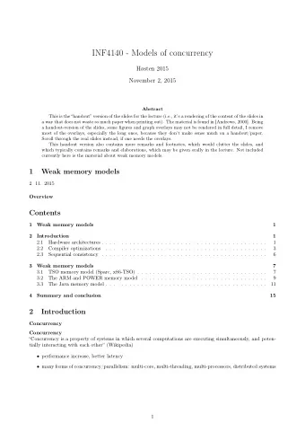 INF4140 - Models of concurrency  Hsten 2015  November 2, 2015  Abstract  This is the