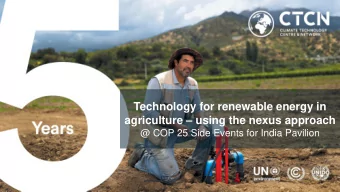 Technology for renewable energy in agriculture  using the nexus approach  @ COP 25 Side Events