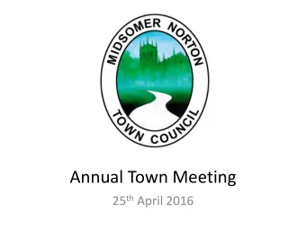 Annual Town Meeting 25 th April 2016  Health and Safety  and points to remember  Fire alarms and