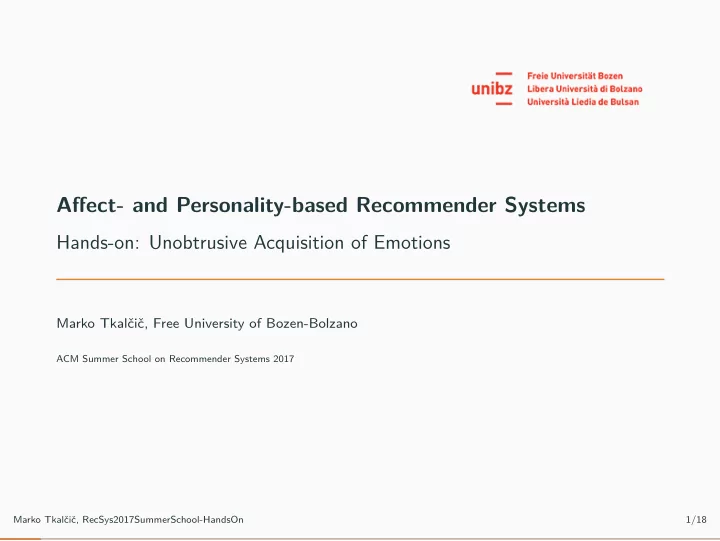 affect and personality based recommender systems