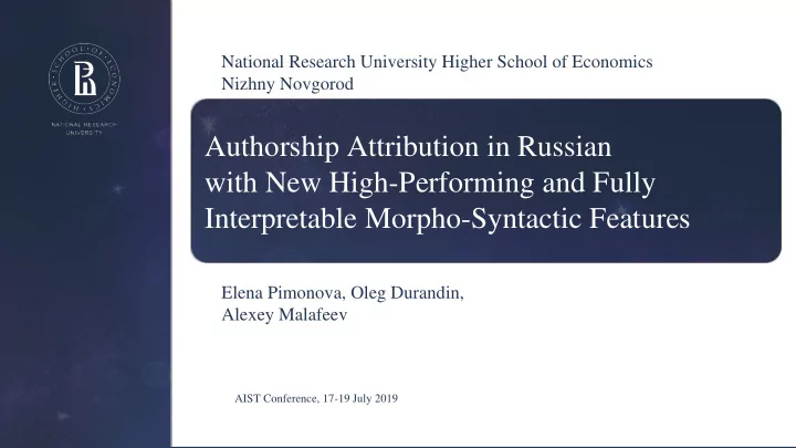 authorship attribution in russian