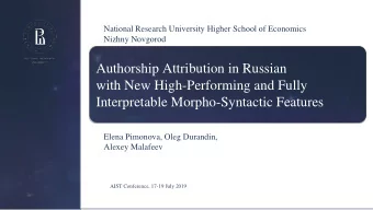 Authorship Attribution in Russian  with New High-Performing and Fully  Interpretable