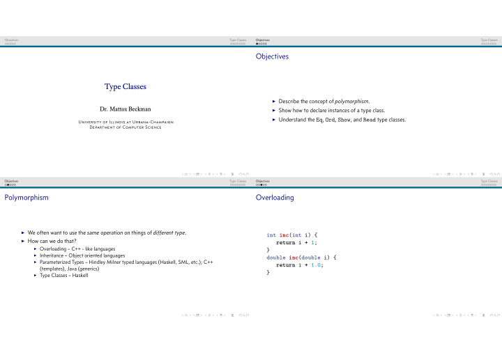 objectives type classes