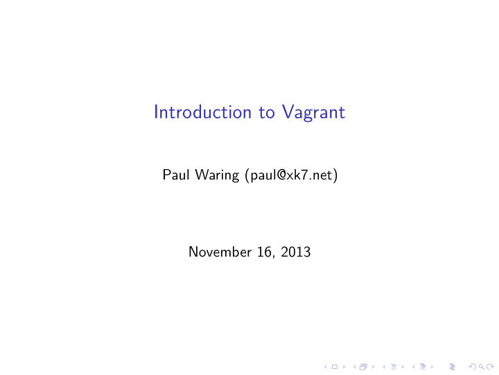 introduction to vagrant