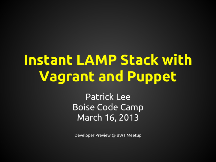 instant lamp stack with vagrant and puppet