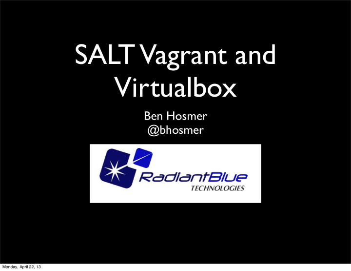 salt vagrant and virtualbox
