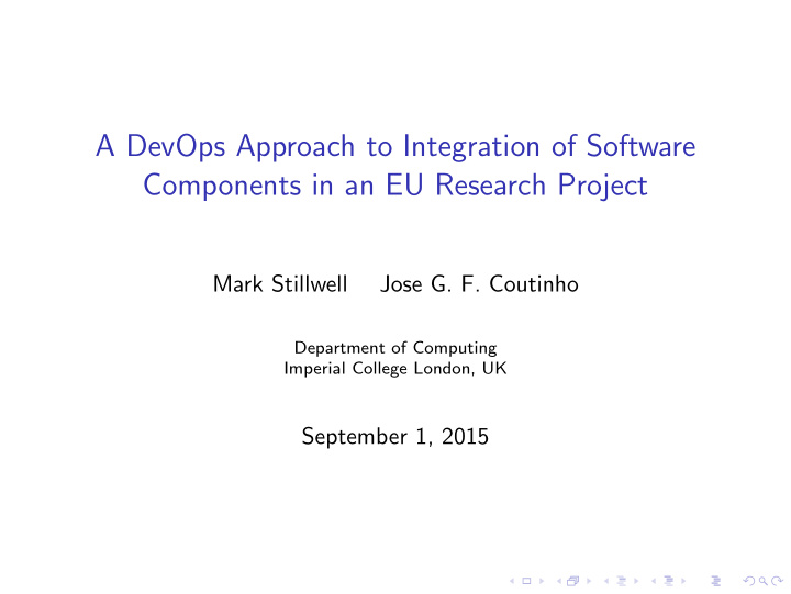 a devops approach to integration of software components