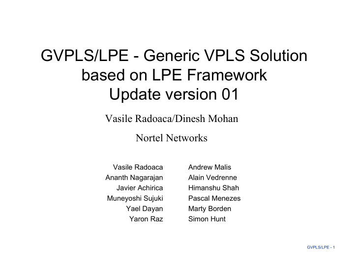 gvpls lpe generic vpls solution based on lpe framework