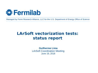 LArSoft vectorization tests:  status report  Guilherme Lima  LArSoft Coordination Meeting  June 19,
