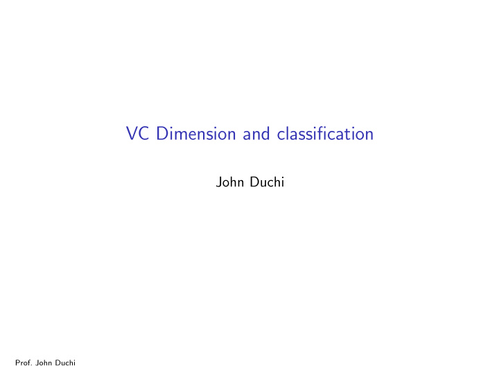 vc dimension and classification