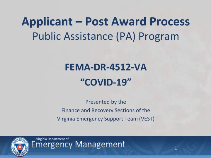 applicant post award process