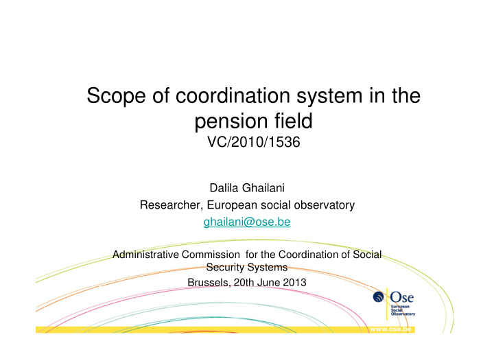 scope of coordination system in the pension field