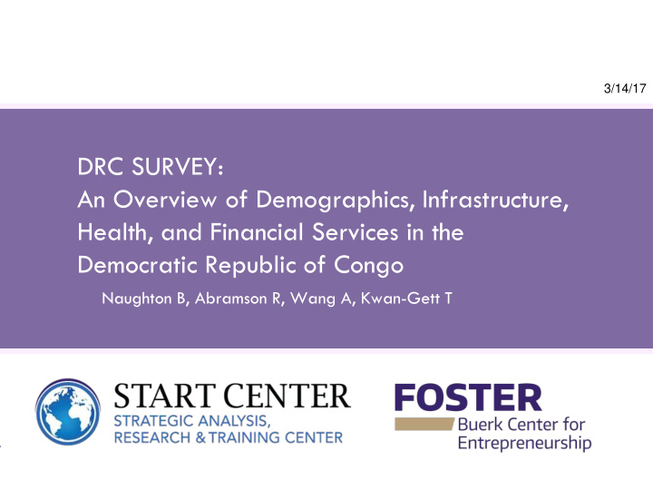 drc survey an overview of demographics infrastructure