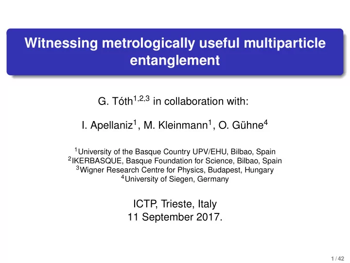 witnessing metrologically useful multiparticle