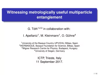 Witnessing metrologically useful multiparticle  entanglement G. Tth 1 , 2 , 3 in collaboration