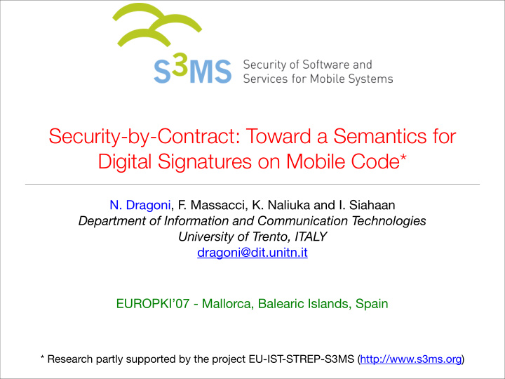 security by contract toward a semantics for digital