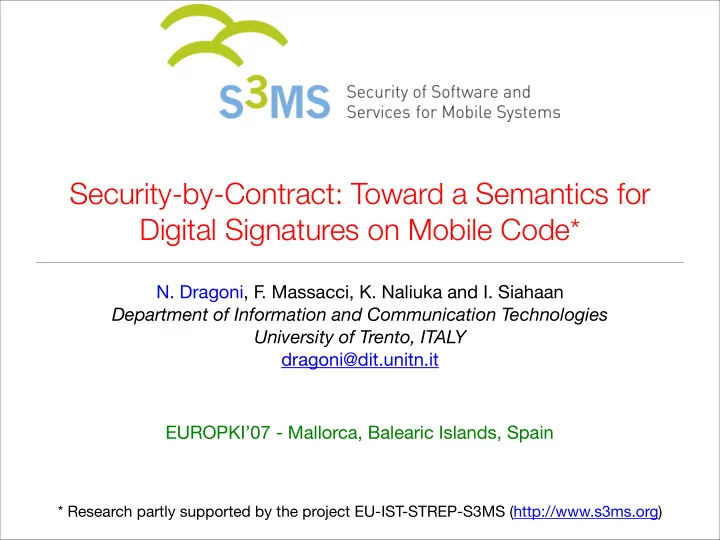 security by contract toward a semantics for digital