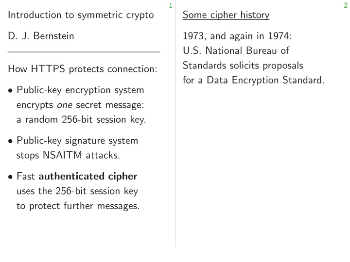 introduction to symmetric crypto some cipher history d j