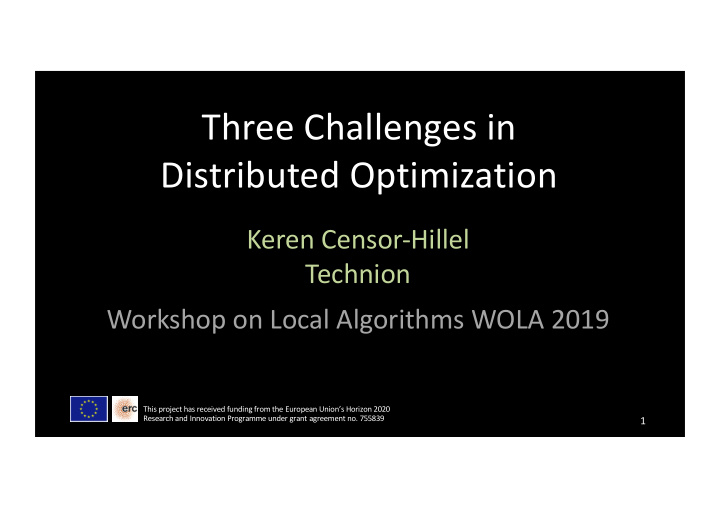 three challenges in distributed optimization