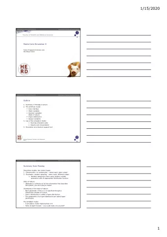 1/15/2020  Department of Veterinary and Animal Sciences  Monte Carlo Simulation II  Anders