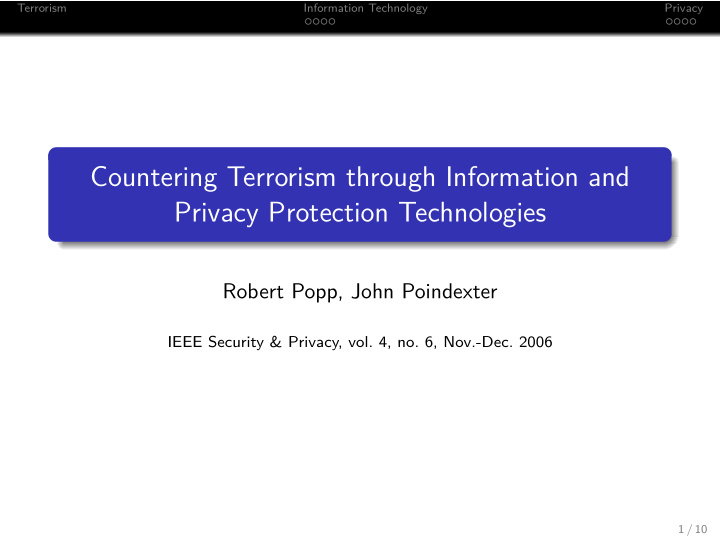 countering terrorism through information and privacy