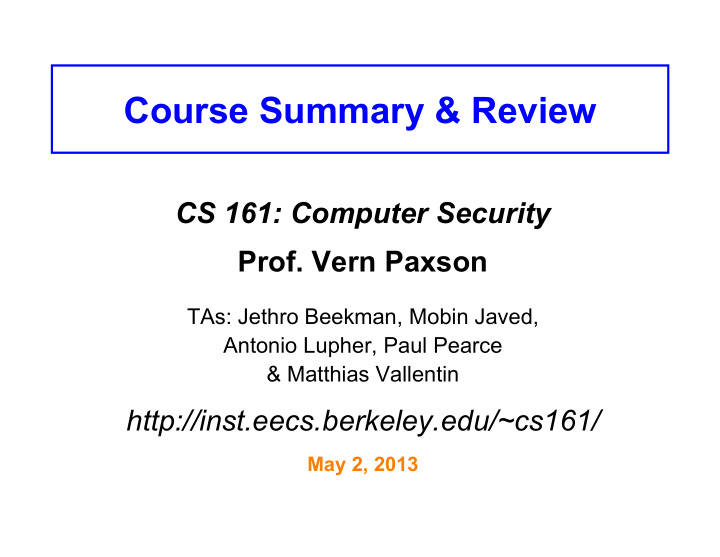 course summary review