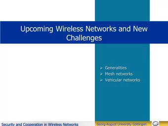 Upcoming Wireless Networks and New  Challenges  Generalities  Mesh networks  Vehicular