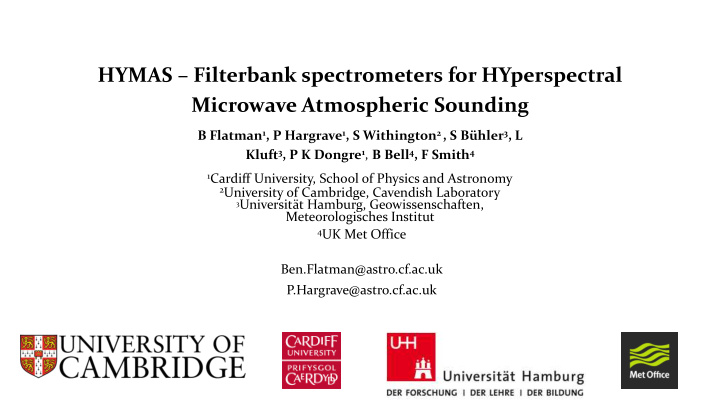 hymas filterbank spectrometers for hyperspectral