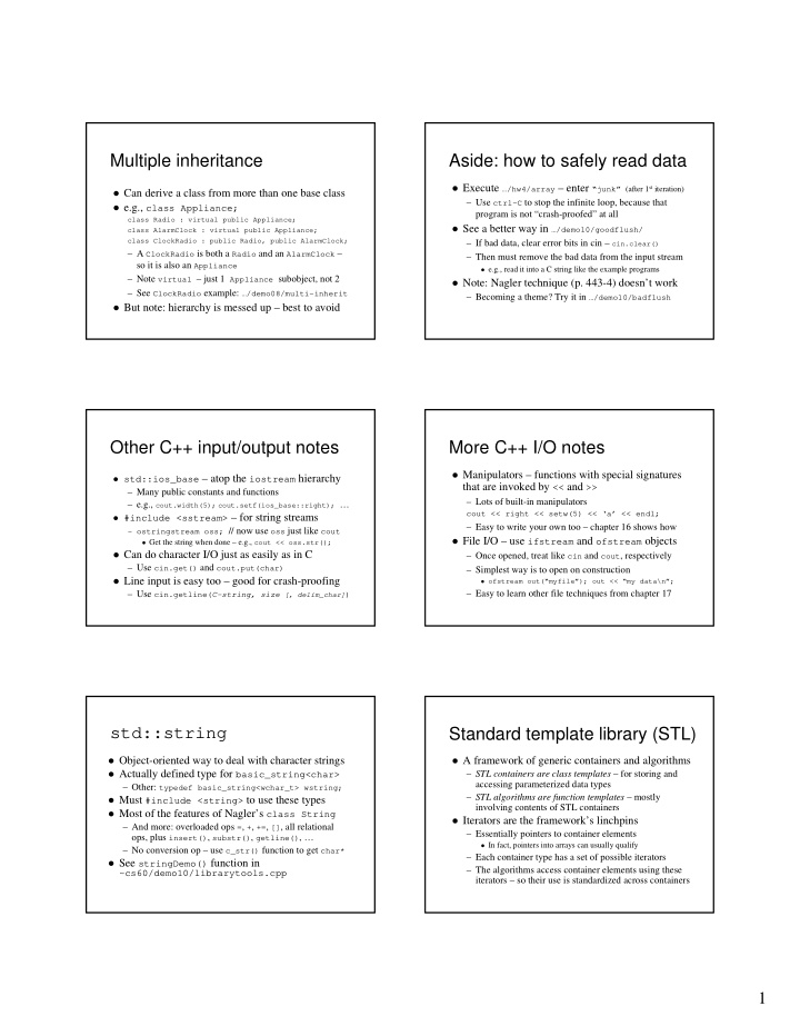 multiple inheritance aside how to safely read data