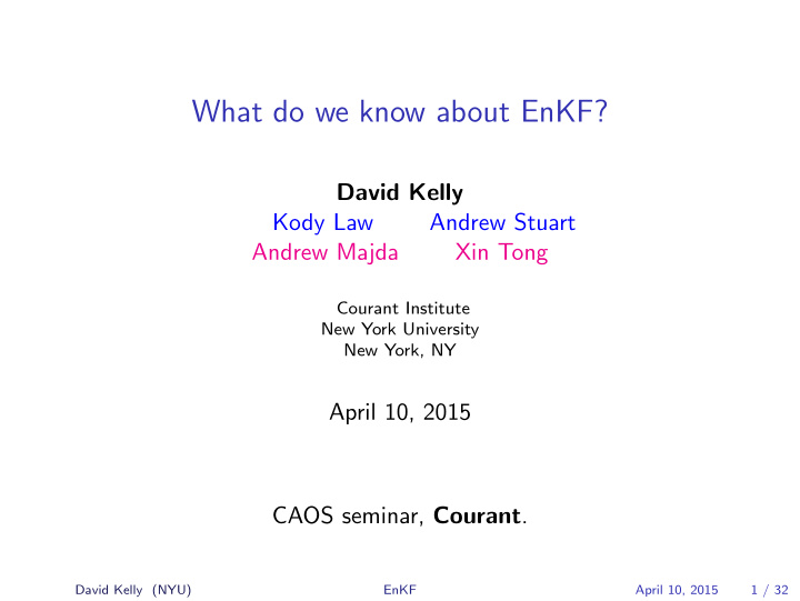what do we know about enkf