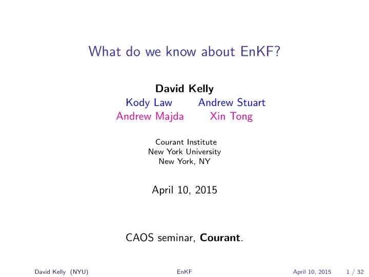 what do we know about enkf