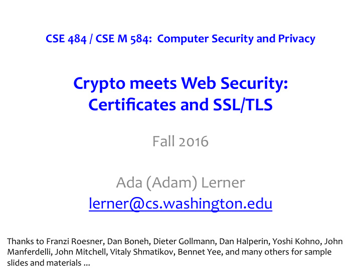 crypto meets web security certificates and ssl tls fall