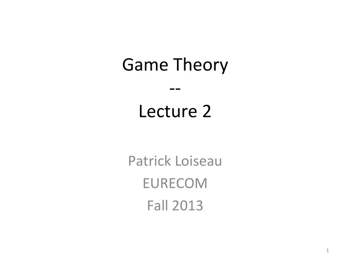 game theory lecture 2