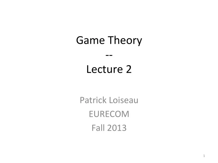 game theory lecture 2