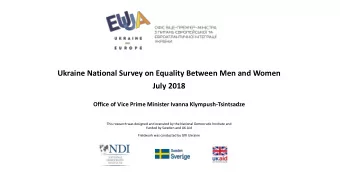 Ukraine National Survey on Equality Between Men and Women  July 2018  Office of Vice Prime Minister