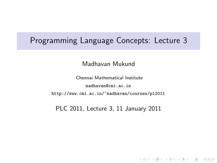 programming language concepts lecture 3