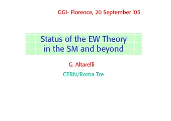 Status of the EW Theory  in the SM and beyond  G. Altarelli  CERN/Roma Tre  Precision Tests  The