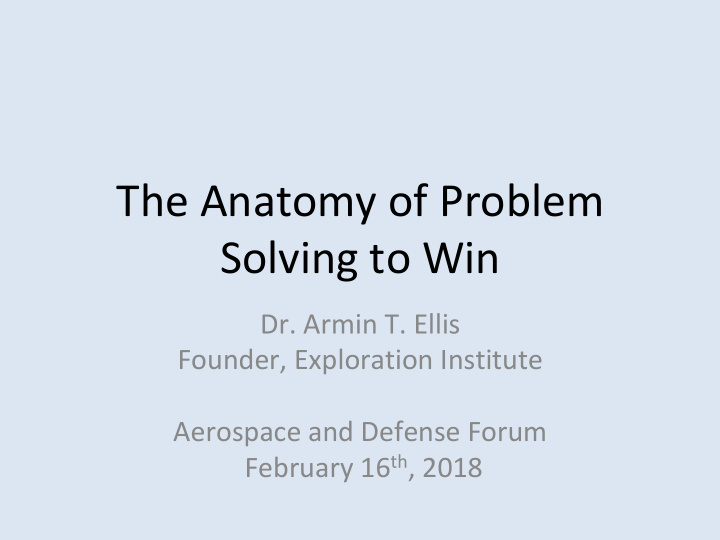 the anatomy of problem solving to win