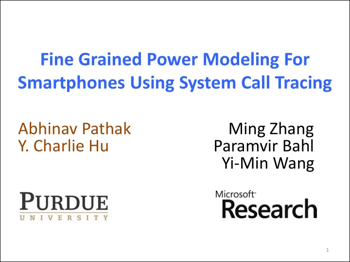 fine grained power modeling for