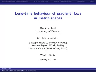 Long-time behaviour of gradient flows  in metric spaces  Riccarda Rossi  (University of Brescia)