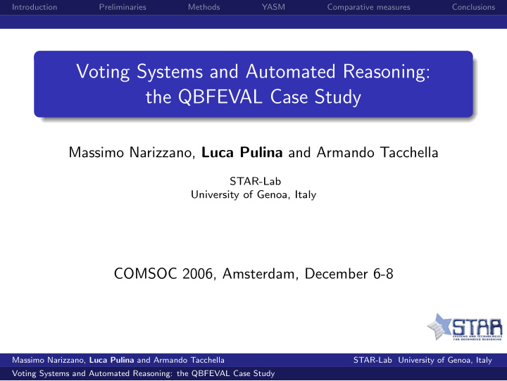 voting systems and automated reasoning the qbfeval case